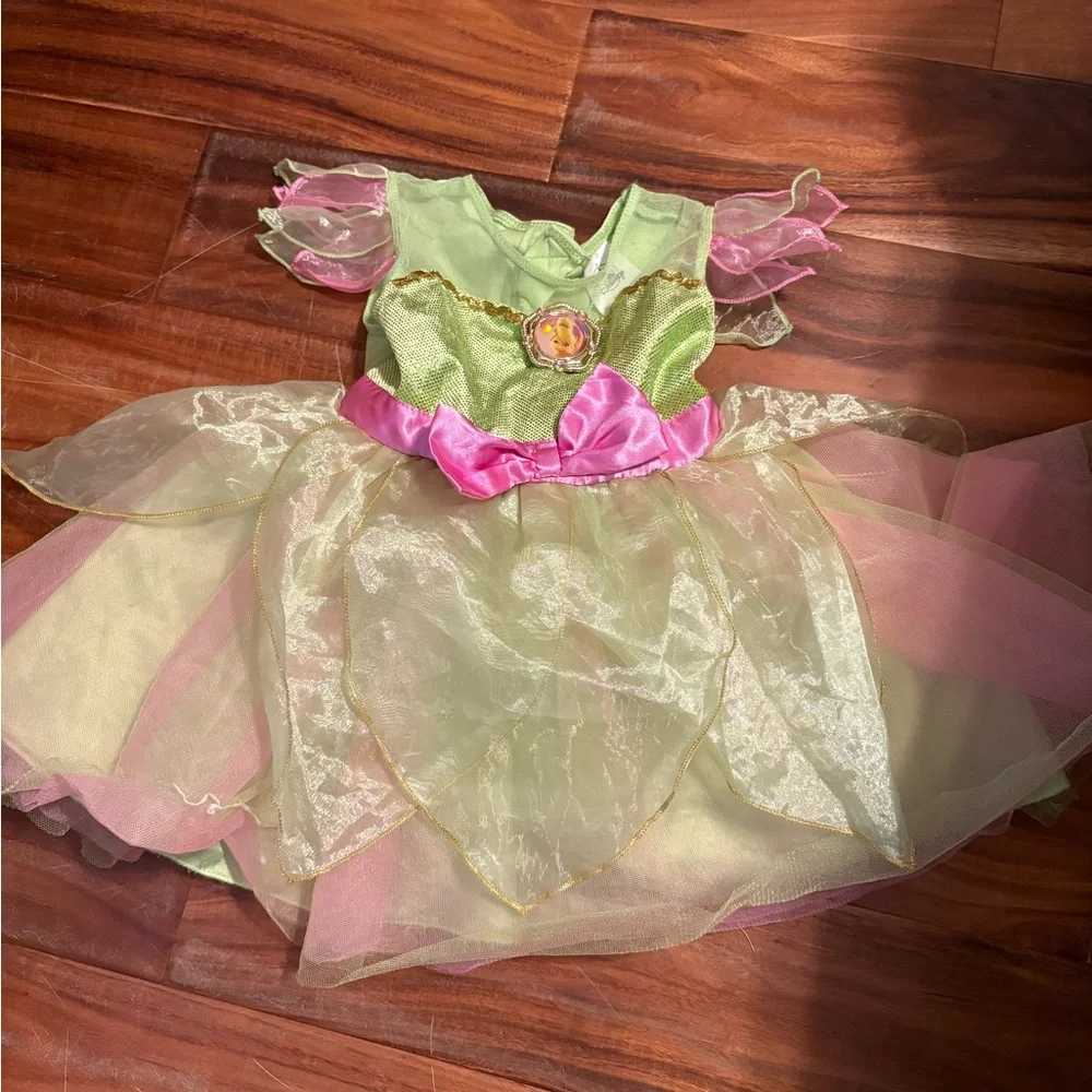 Disney Tinker Bell Green and Gold Dress size 12/18 months tinkerbelle‎ (0913)